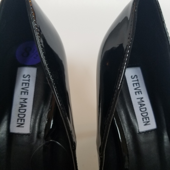 NIB NWOT Steve Madden Altisha black patent 4.25" heels siz 8.5 - Picture 3 of 13